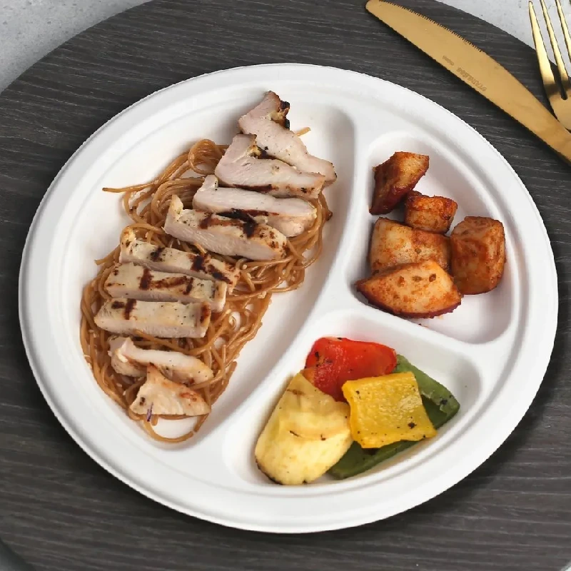 товар Тарелка 3х секционная круглая из целлюлозы, d=225 мм, белая TL012